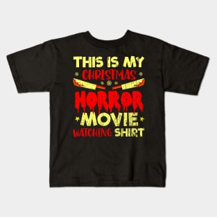 Funny Christmas Horror Movie Fan Funny Xmas Horror Movies Watching Kids T-Shirt